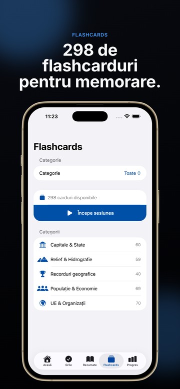 298 de flashcarduri pentru memorare în BacGeografie